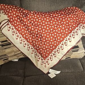Red and White Patterned Scarf